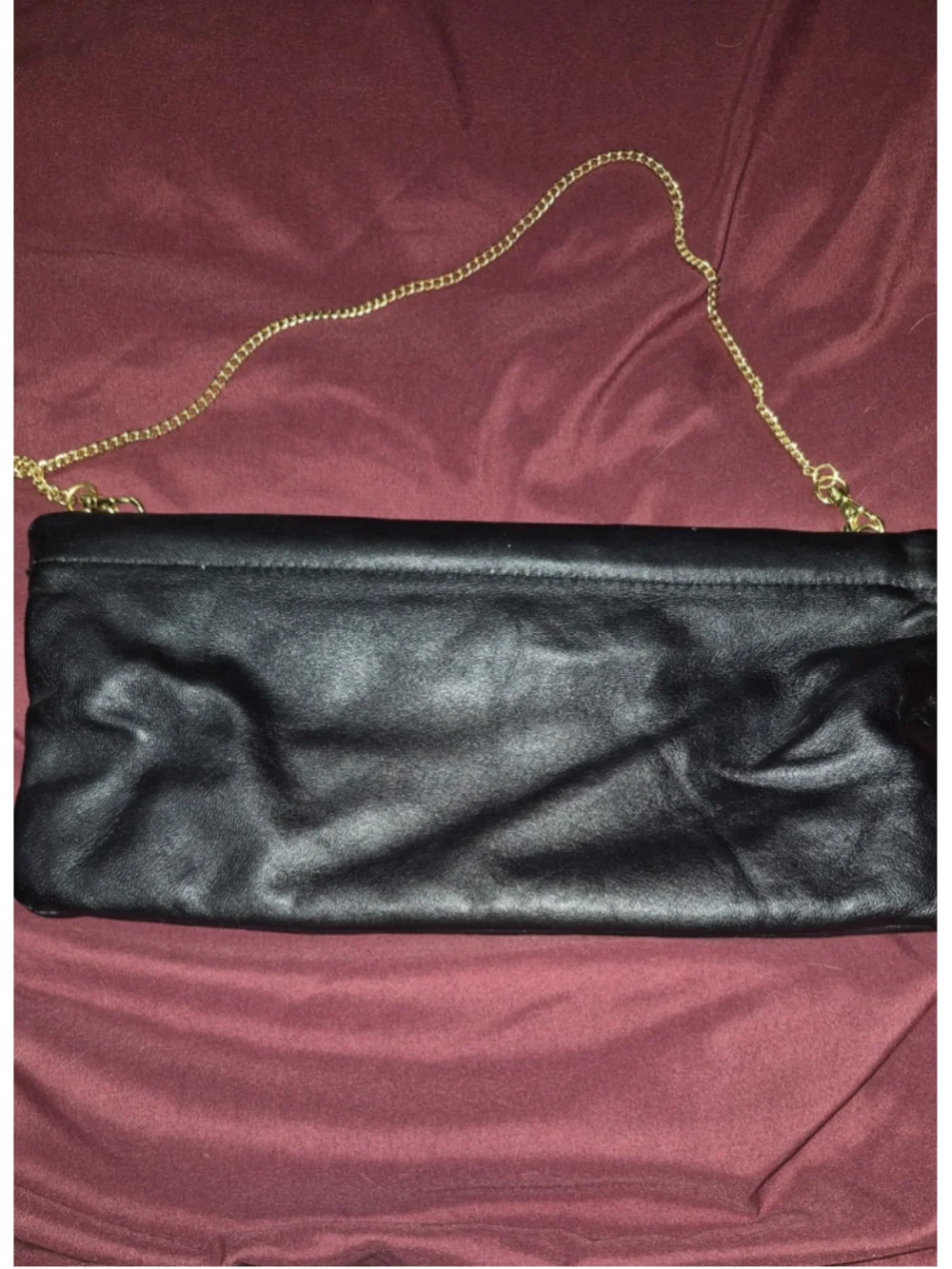 Great American Leatherworks Black & Bronze Floral Leather Clutch removable chain